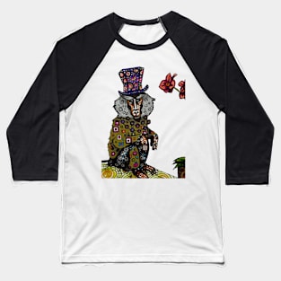 Baboon with Top Hat and Orchid Baseball T-Shirt